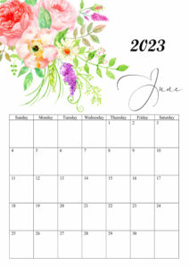 June 2023 Calendar Floral
