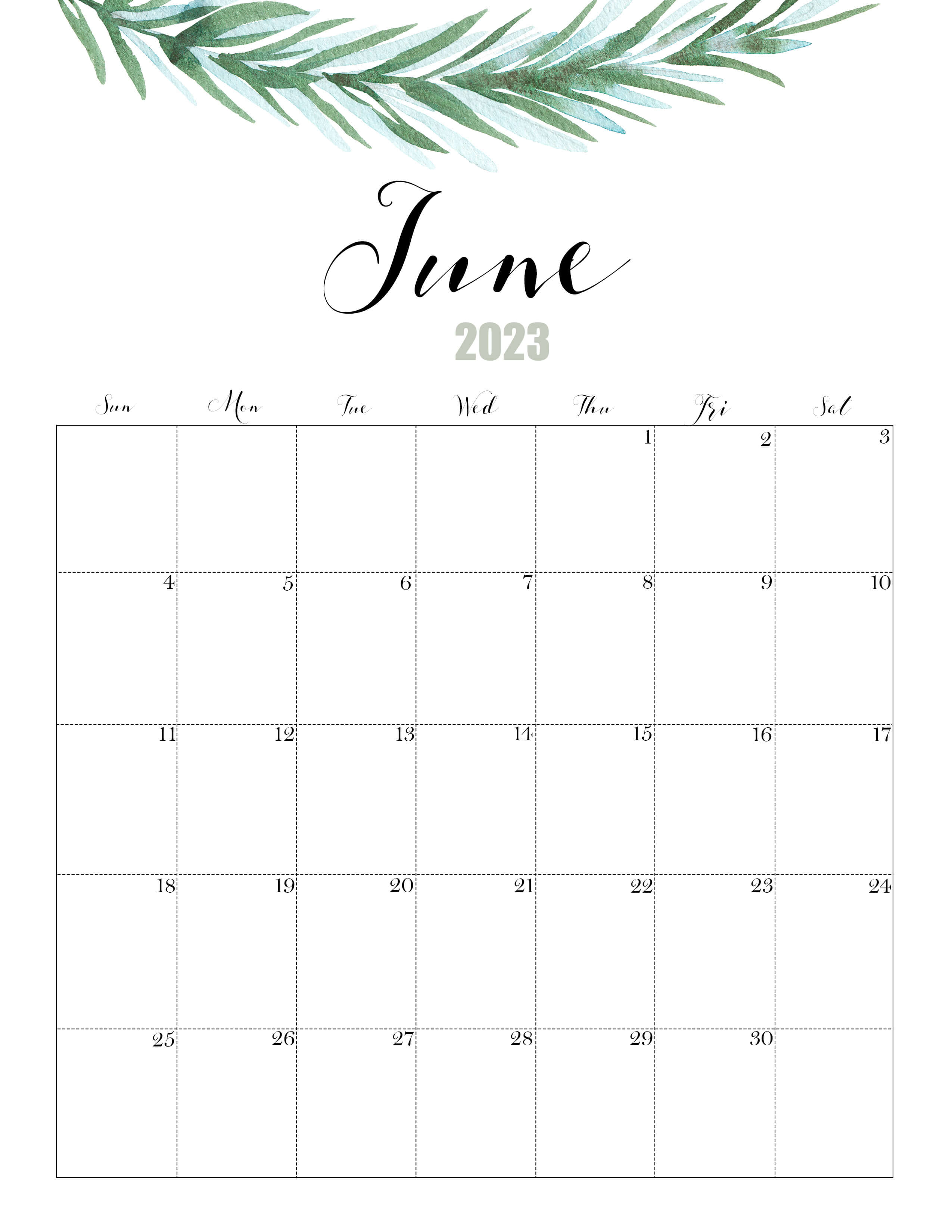 June Calendar 2023 Cute