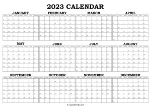 Printable 2023 Yearly Calendar