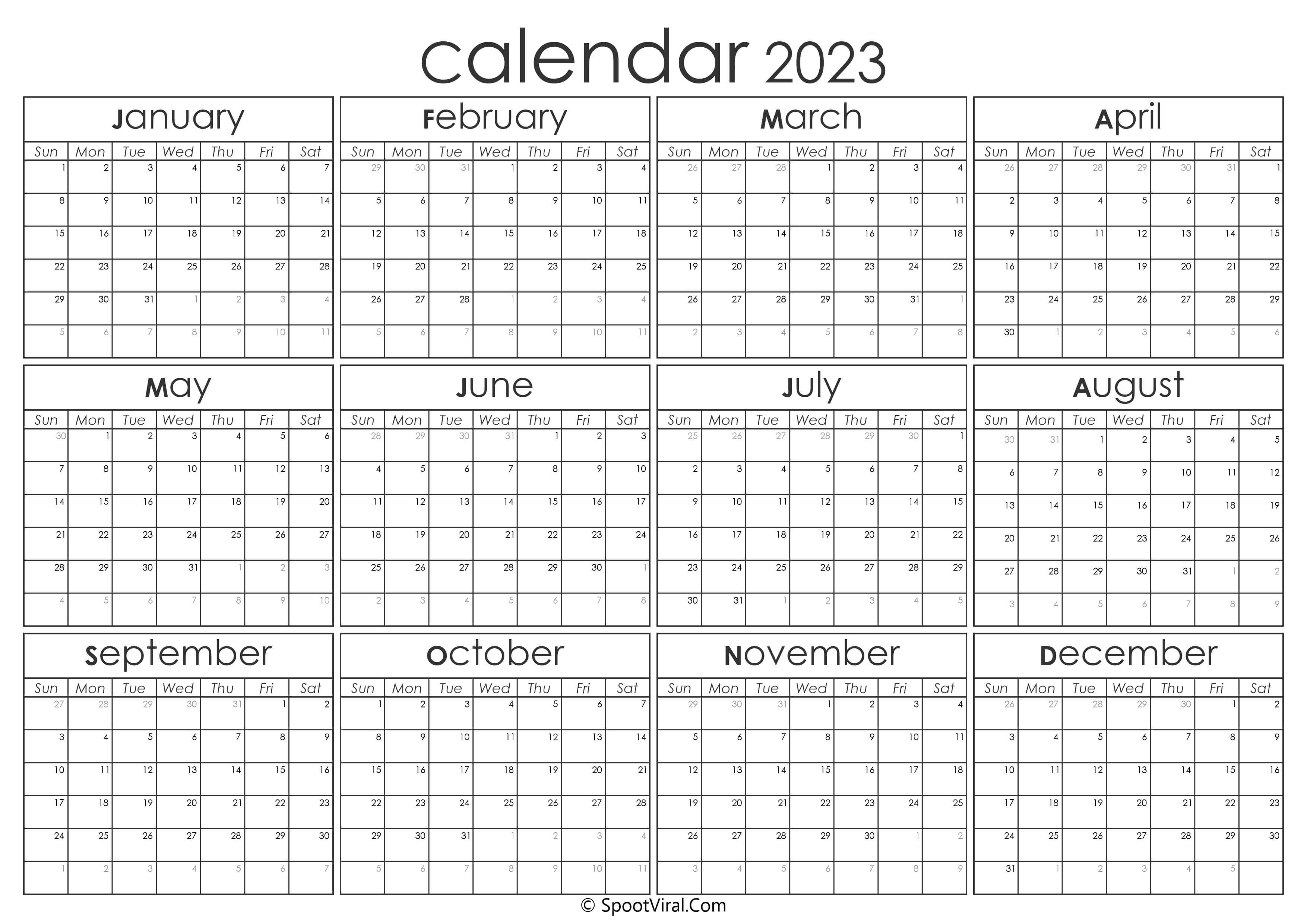 Yearly Calendar 2023