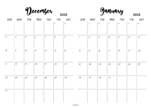 December 2023 January 2024 Calendar