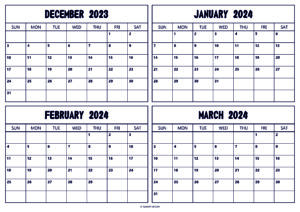 December 2023 January February March 2024 Calendar