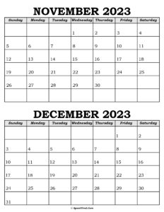 December 2023 and January 2024 Calendar