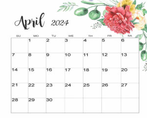 April 2024 Calendar Cute