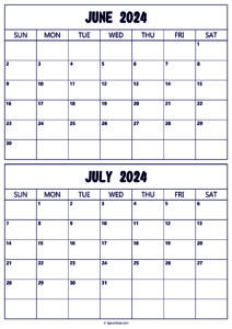 Calendar 2024 June July