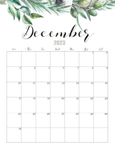December Calendar 2023 Cute