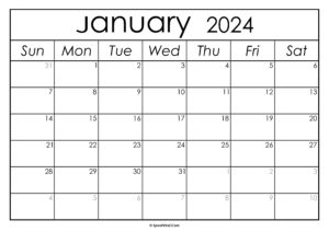 January 2024 Calendar Printable