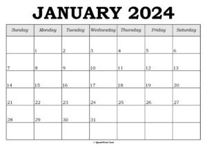 January 2024 Calendar Template