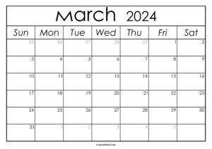 March 2024 Calendar Printable