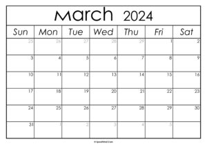 March 2024 Calendar Printable