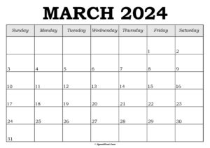 March 2024 Calendar Template