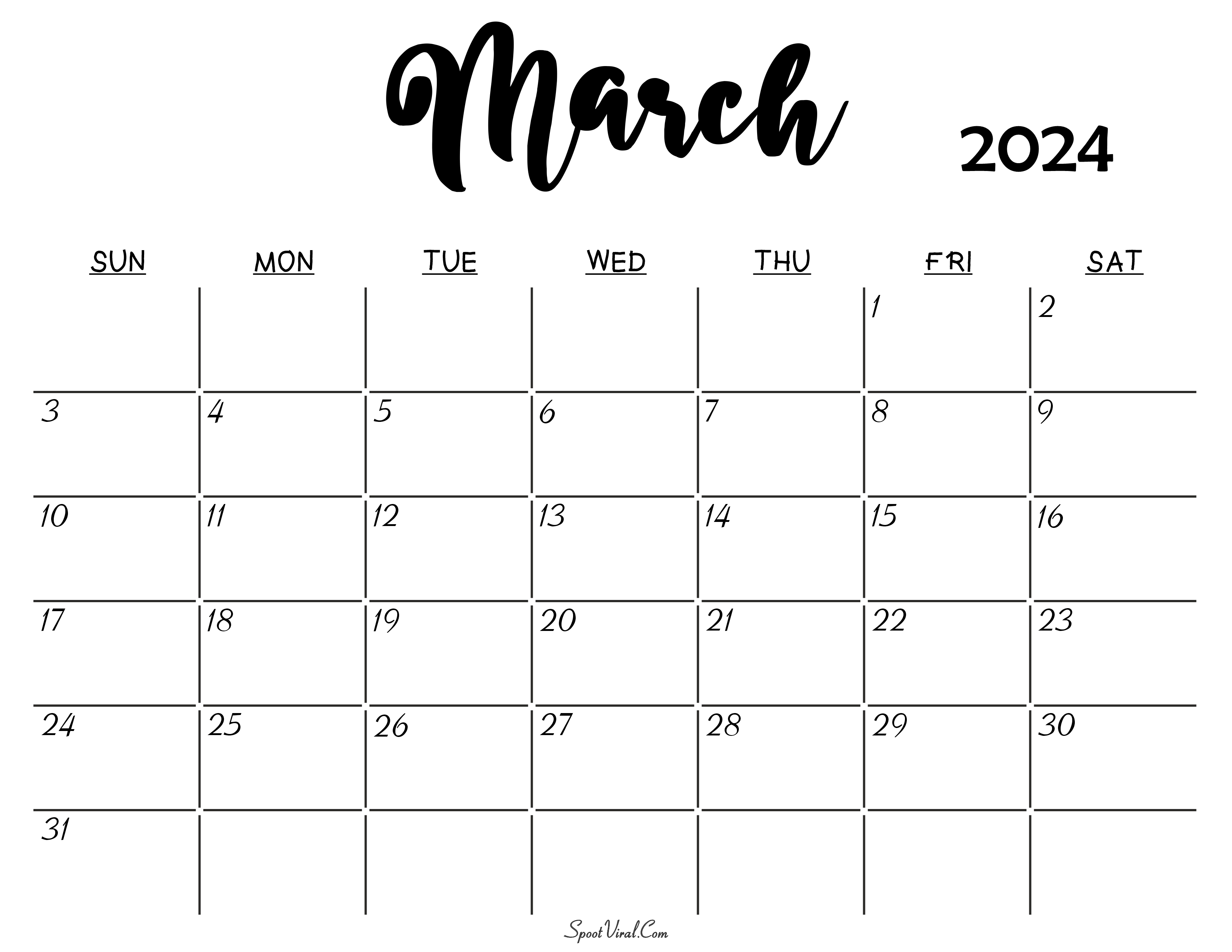 March 2024 Calendar