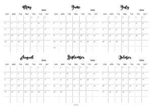 May to October 2024 Calendar