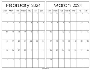 Printable February March 2024 Calendar