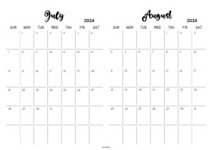 July August 2024 Calendar