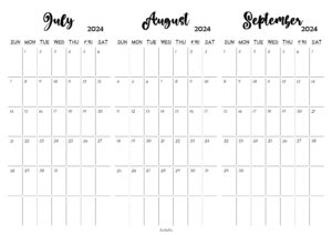 July August September 2024 Calendar