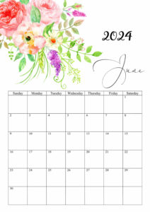 June 2024 Calendar Floral