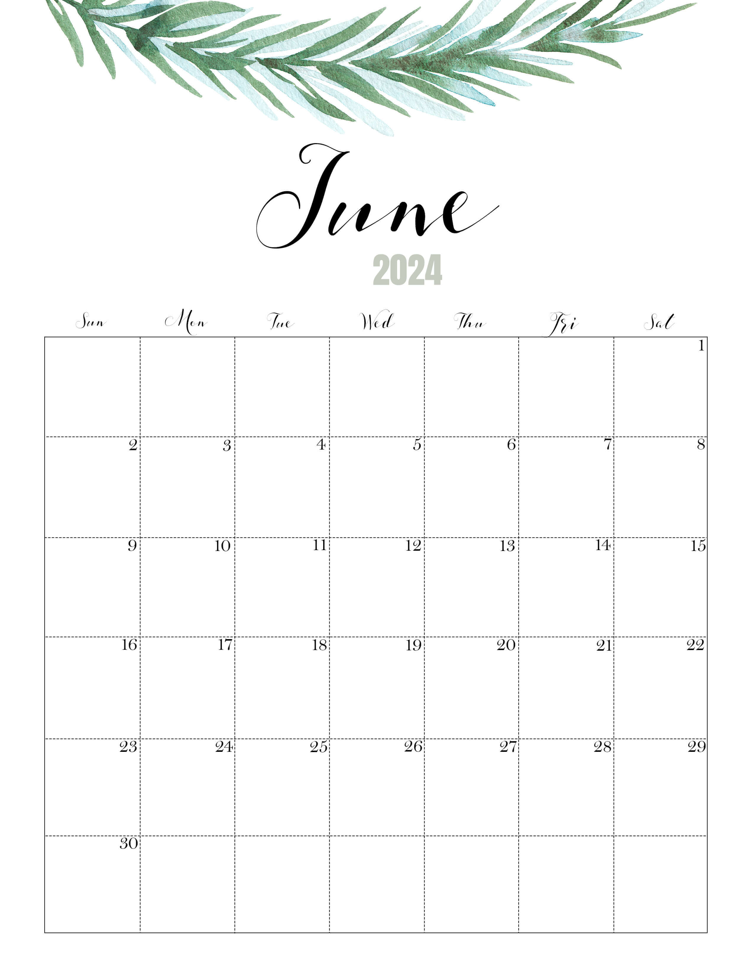June Calendar 2024 Cute