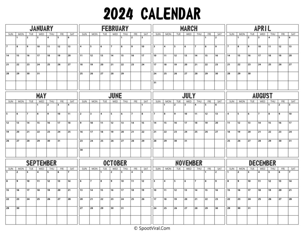 2024 Yearly Calendar Latest Calendar Printable Templates