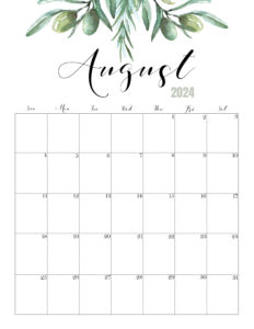 August Calendar 2024 Cute