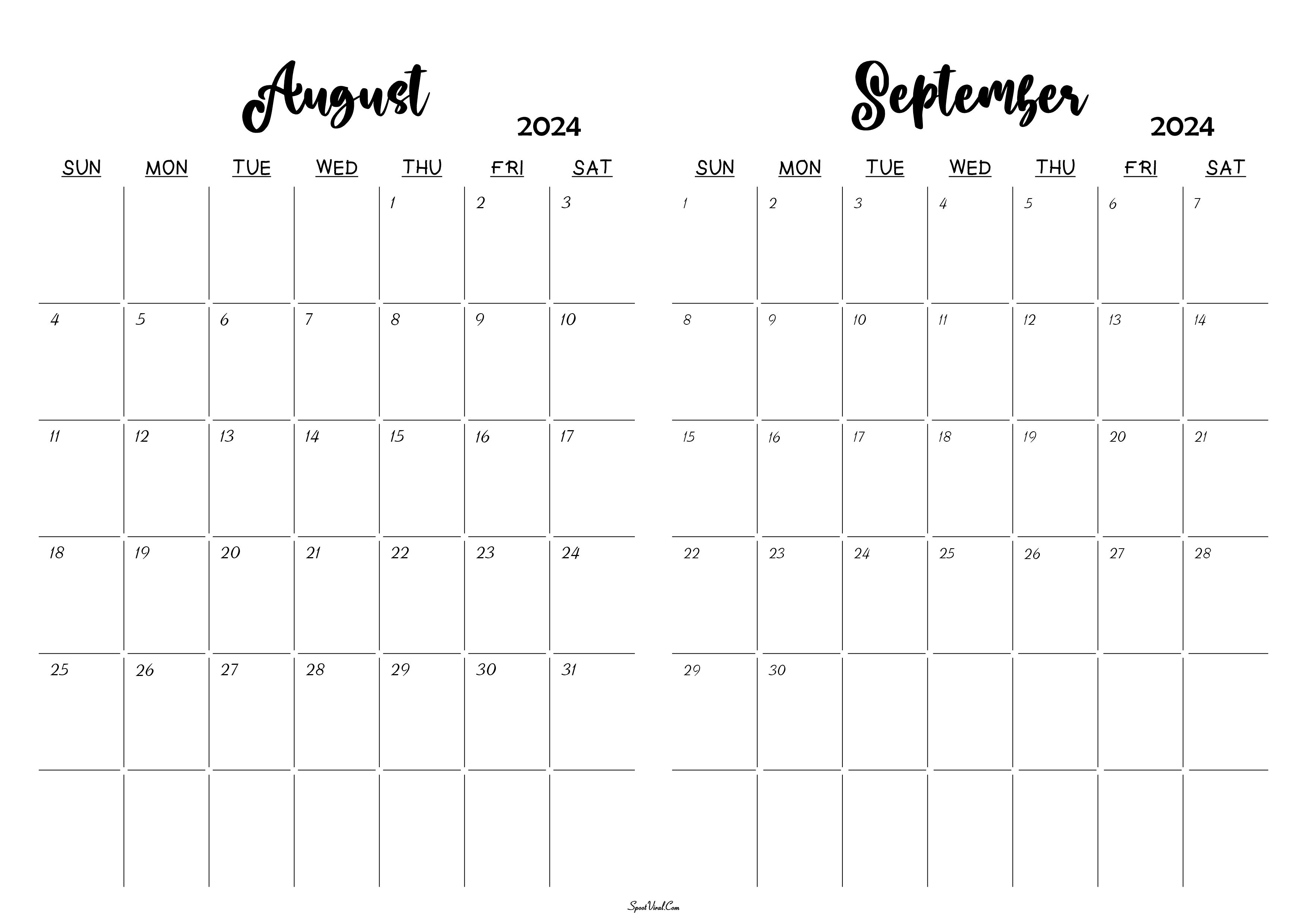 August September 2024 Calendar