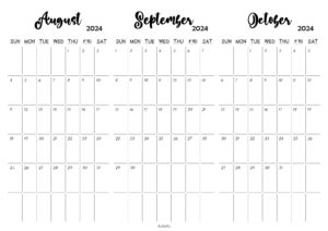 August September October 2024 Calendar