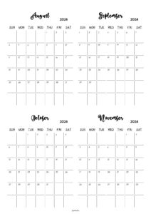 August to November 2024 Calendar