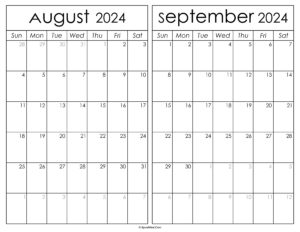 Printable August September 2024 Calendar