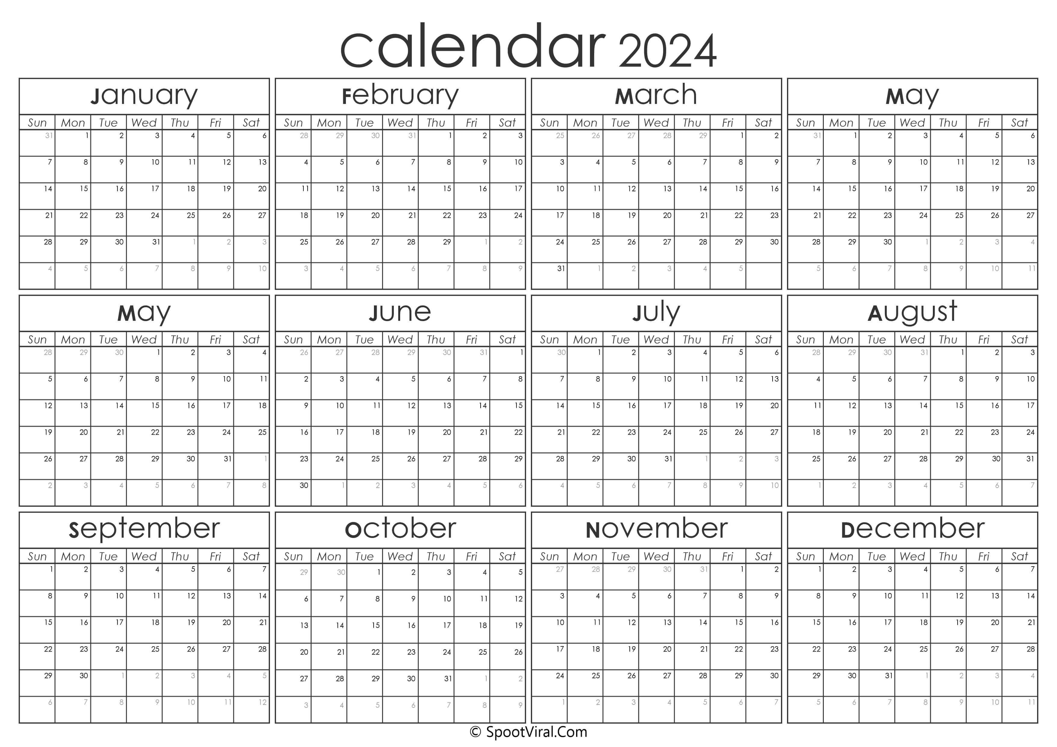 Yearly Calendar 2024