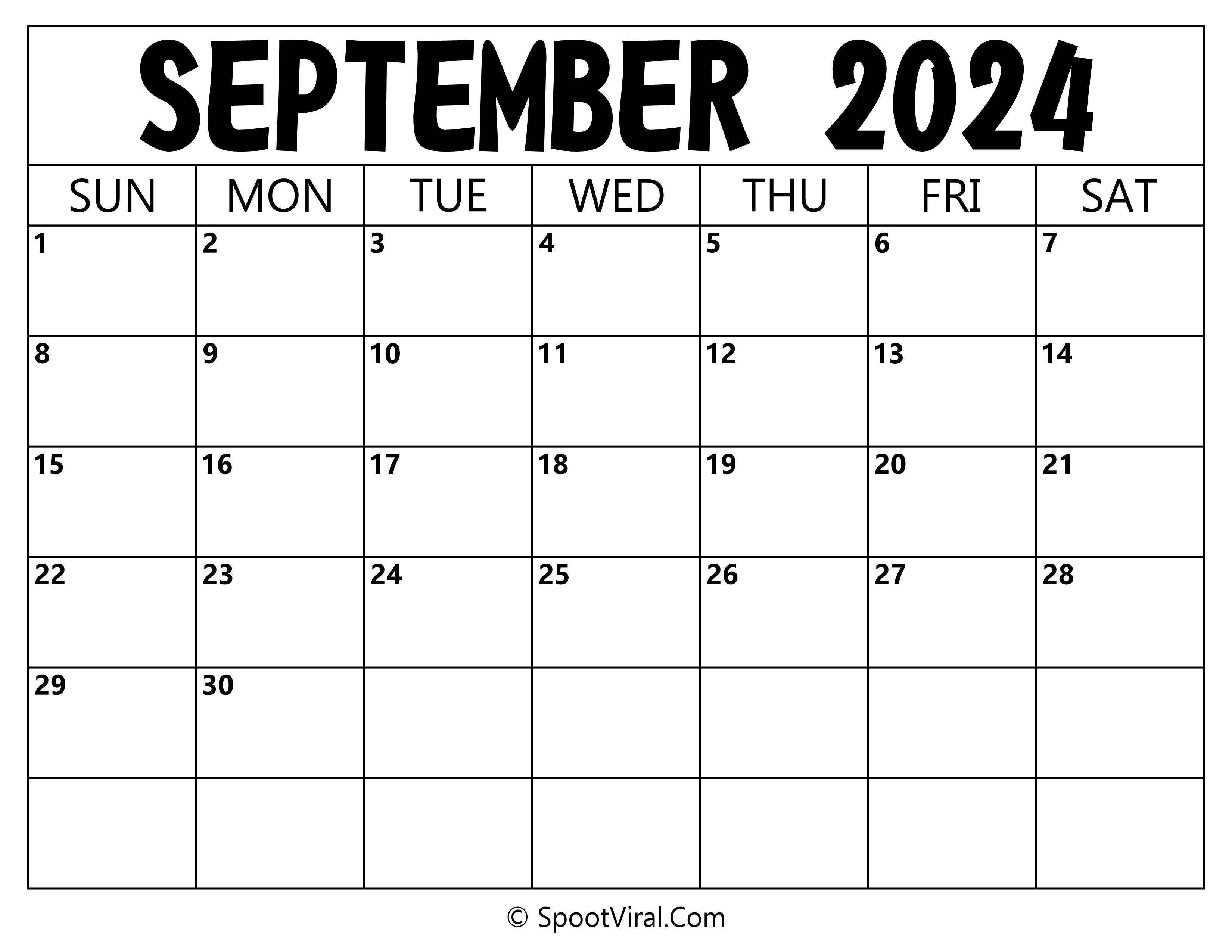 Blank Calendar September 2024