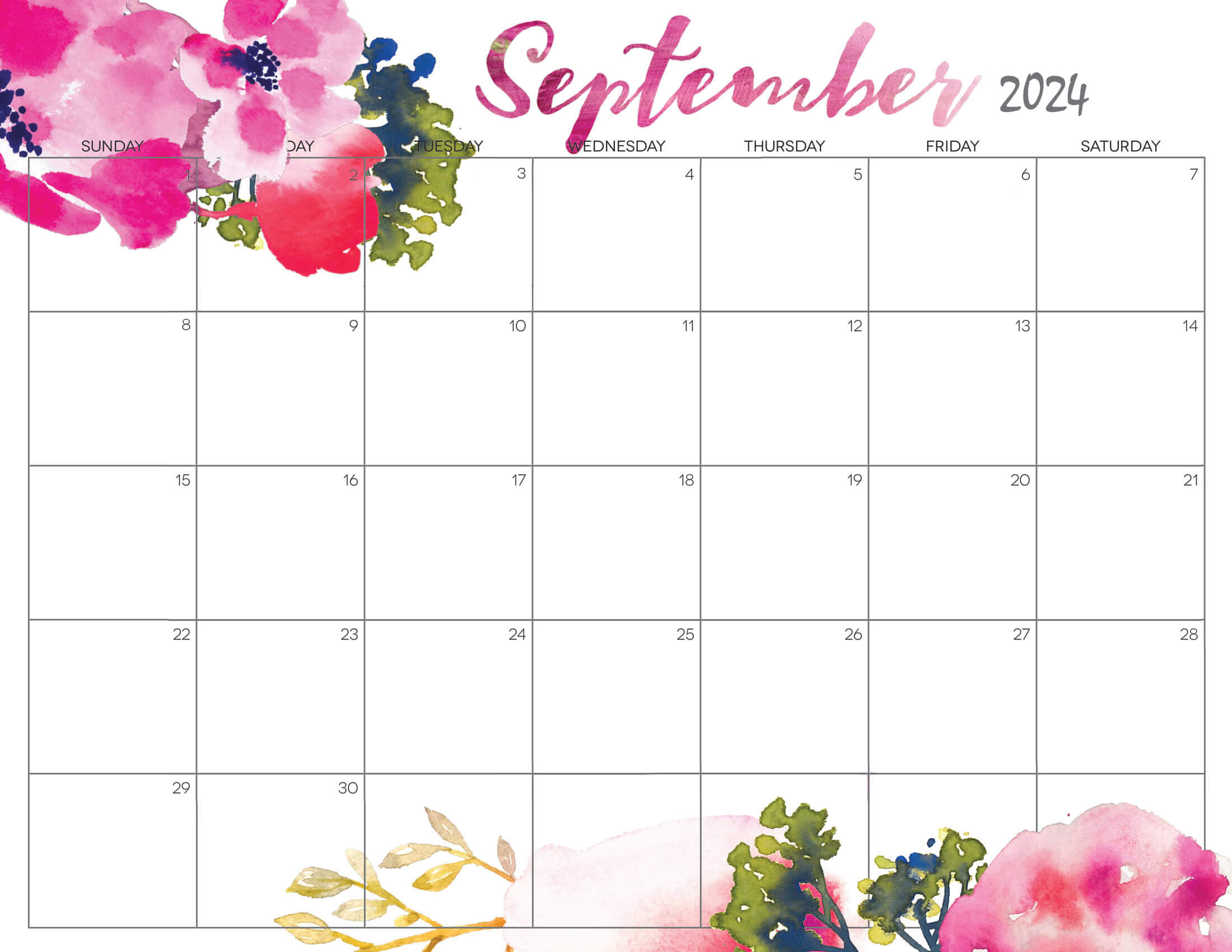 Cute September Calendar 2024 Printable