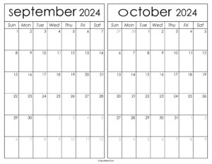 Printable September October 2024 Calendar
