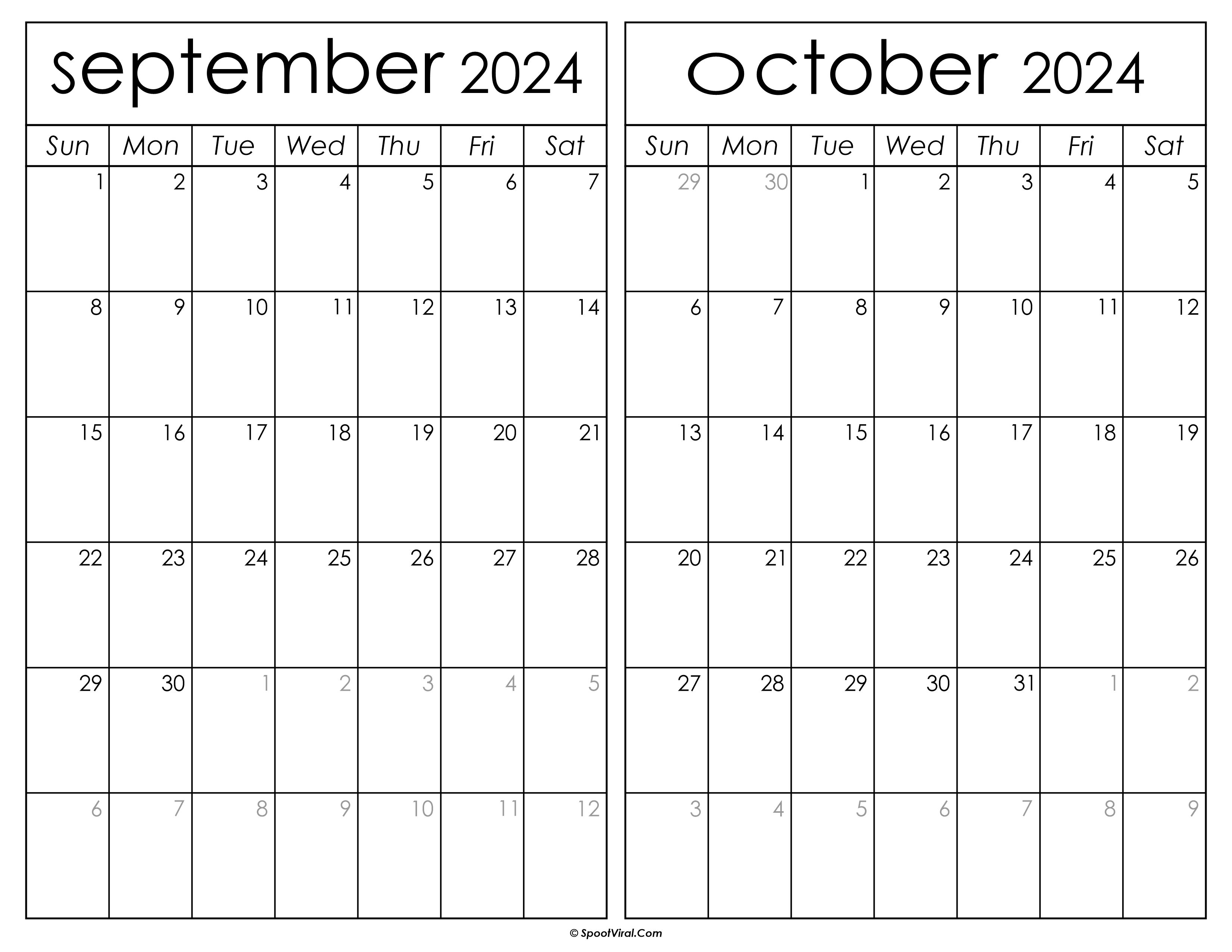 Printable September October 2024 Calendar
