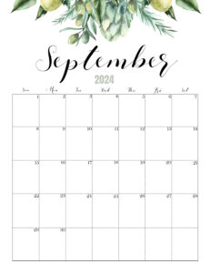 September Calendar 2024 Cute