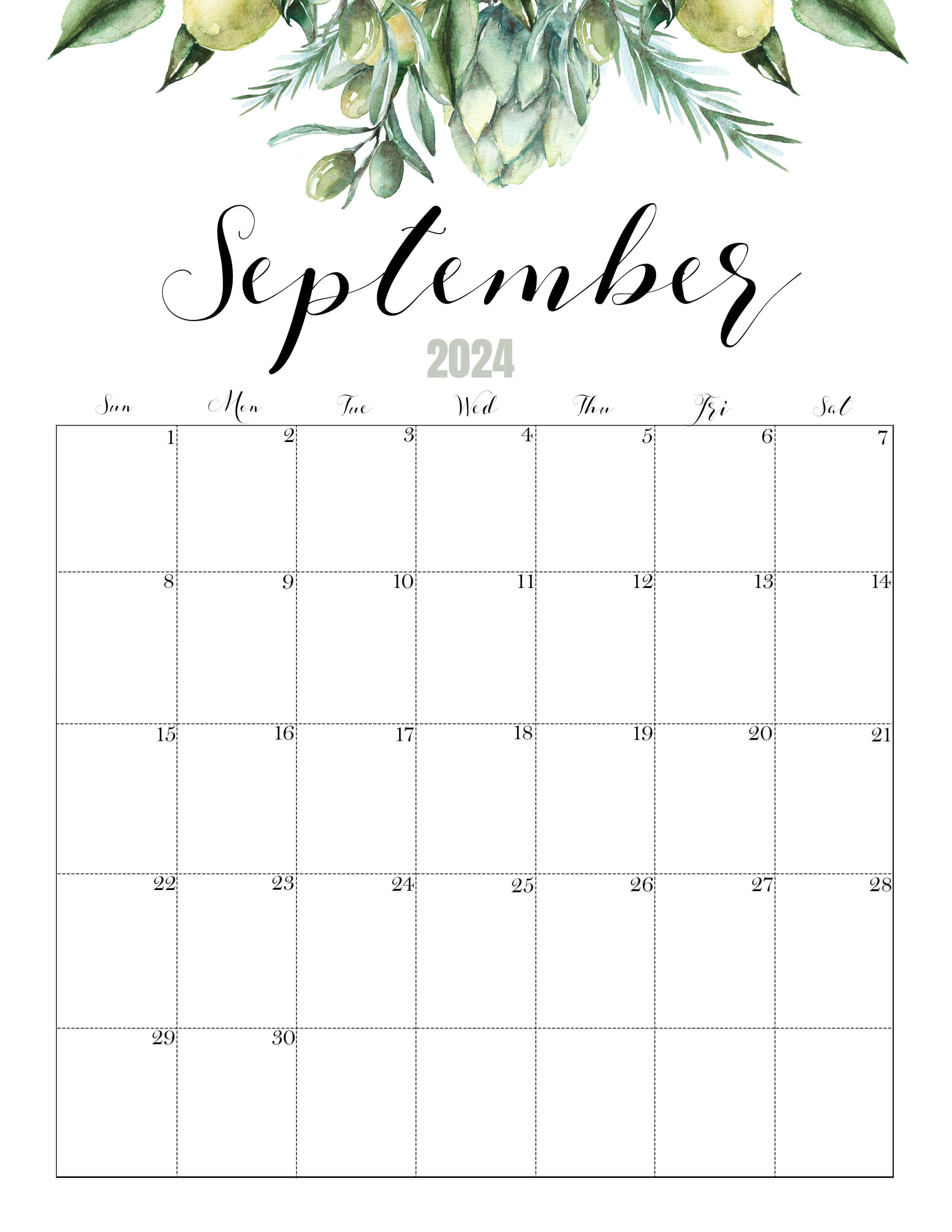 September Calendar 2024 Cute