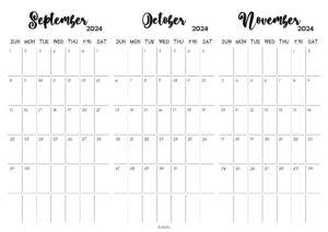 September October November 2024 Calendar