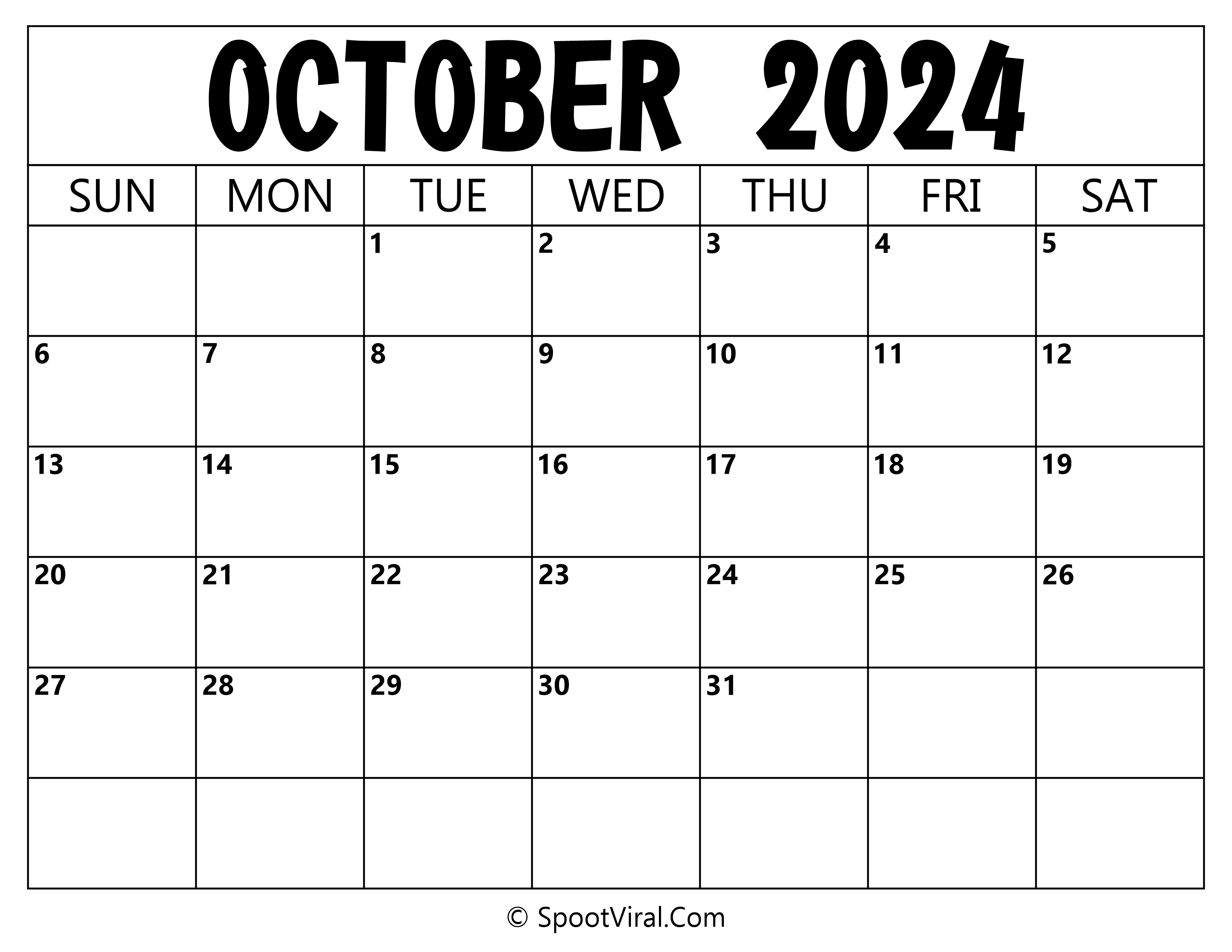 Blank Calendar October 2024