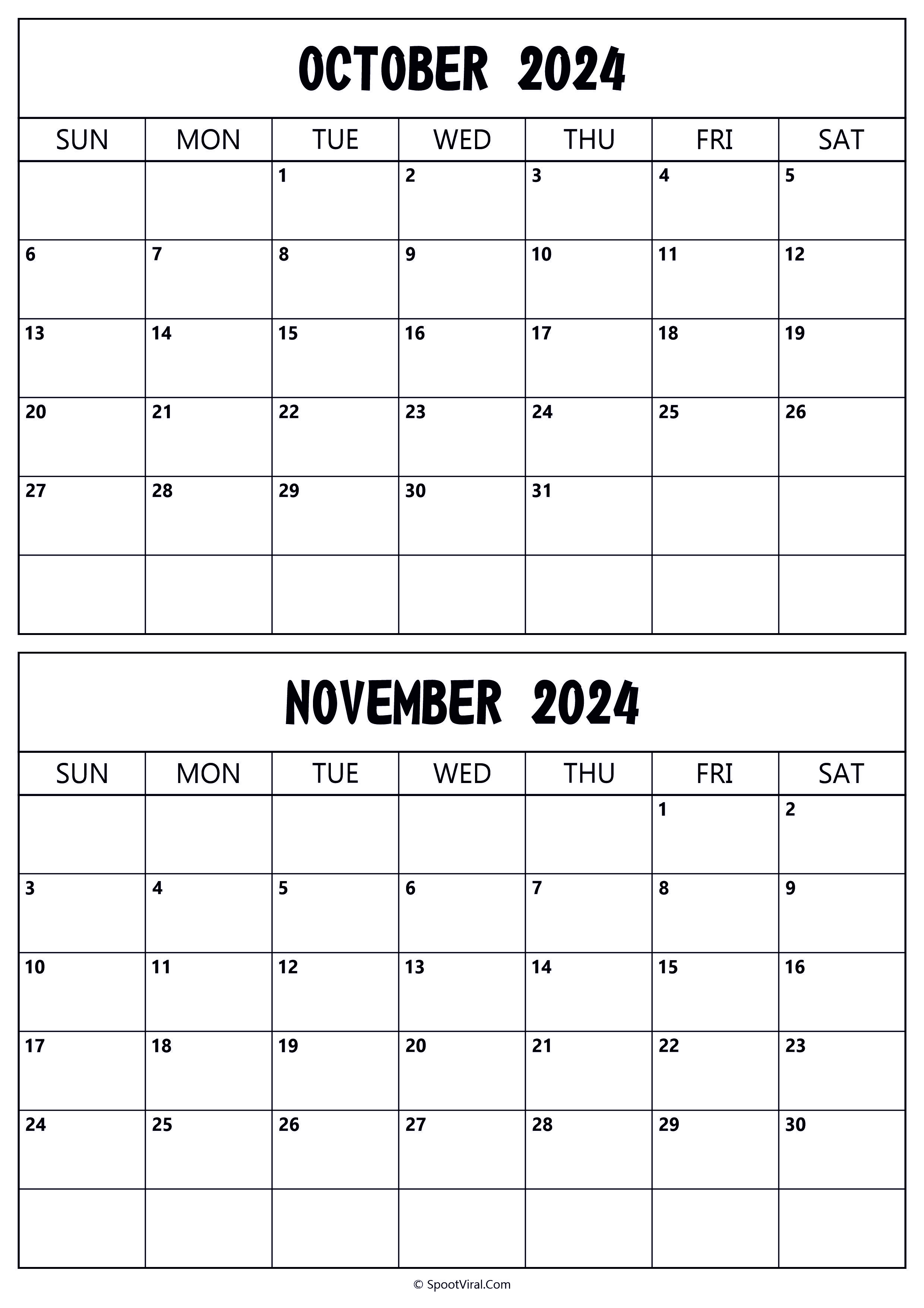 Calendar 2024 October November
