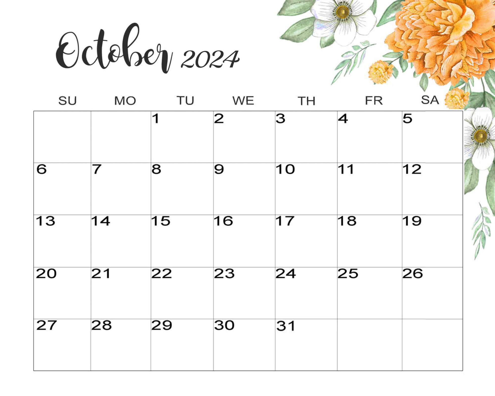 October 2024 Calendar Cute