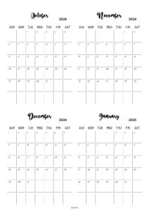 October 2024 to January 2025 Calendar