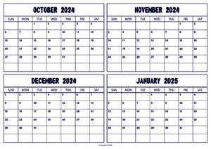 October November December 2024 January 2025 Calendar