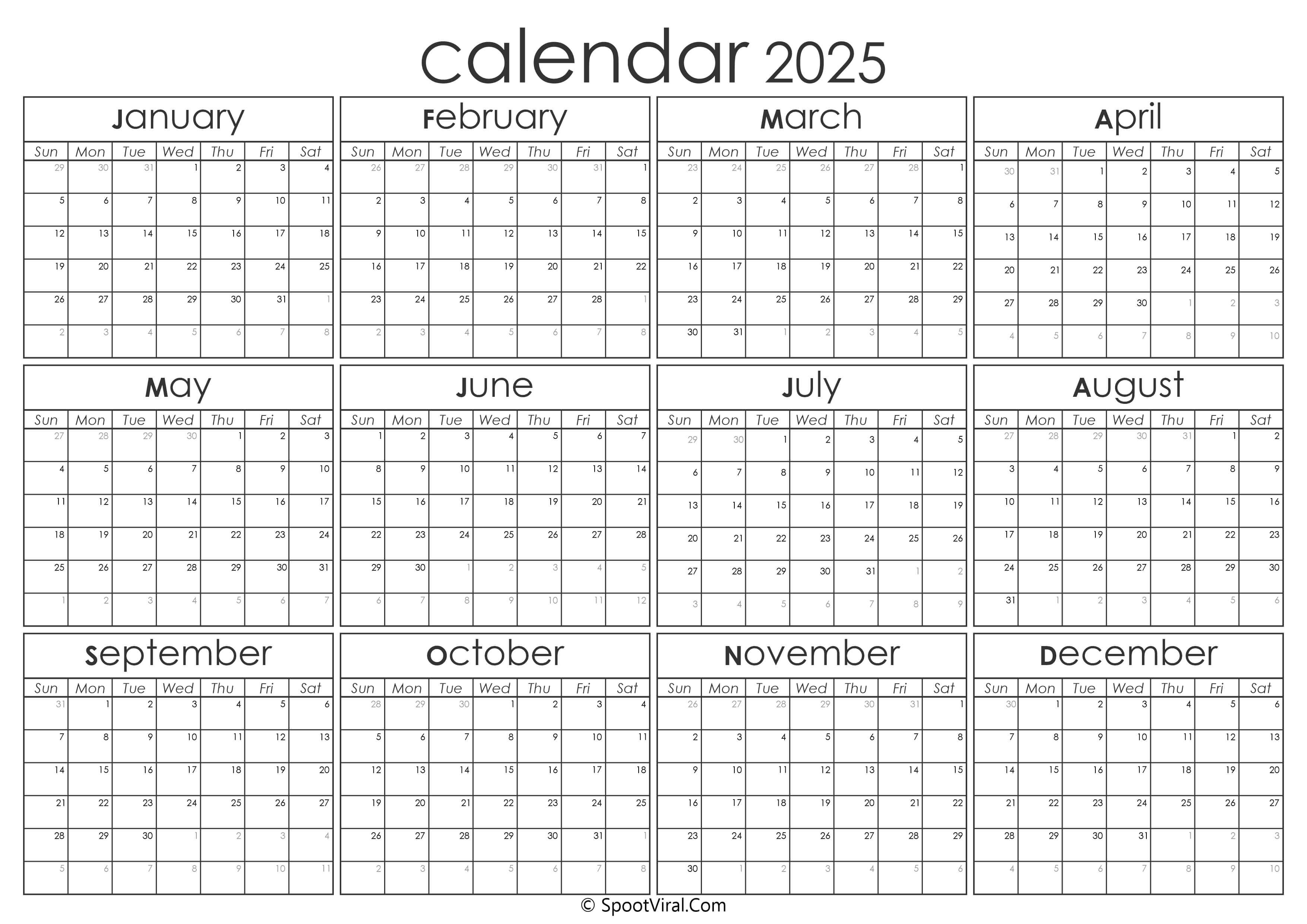 Yearly Calendar 2025