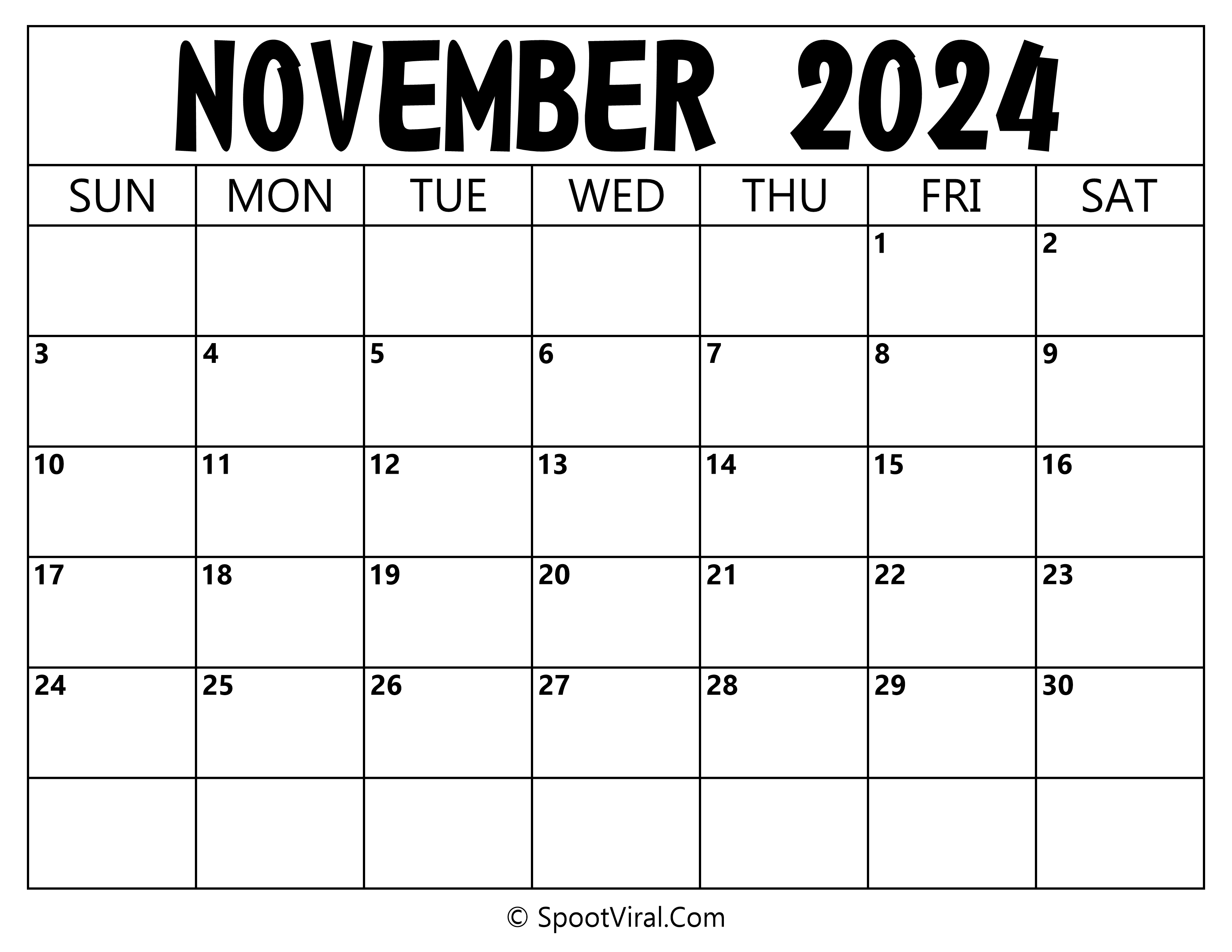 Blank Calendar November 2024
