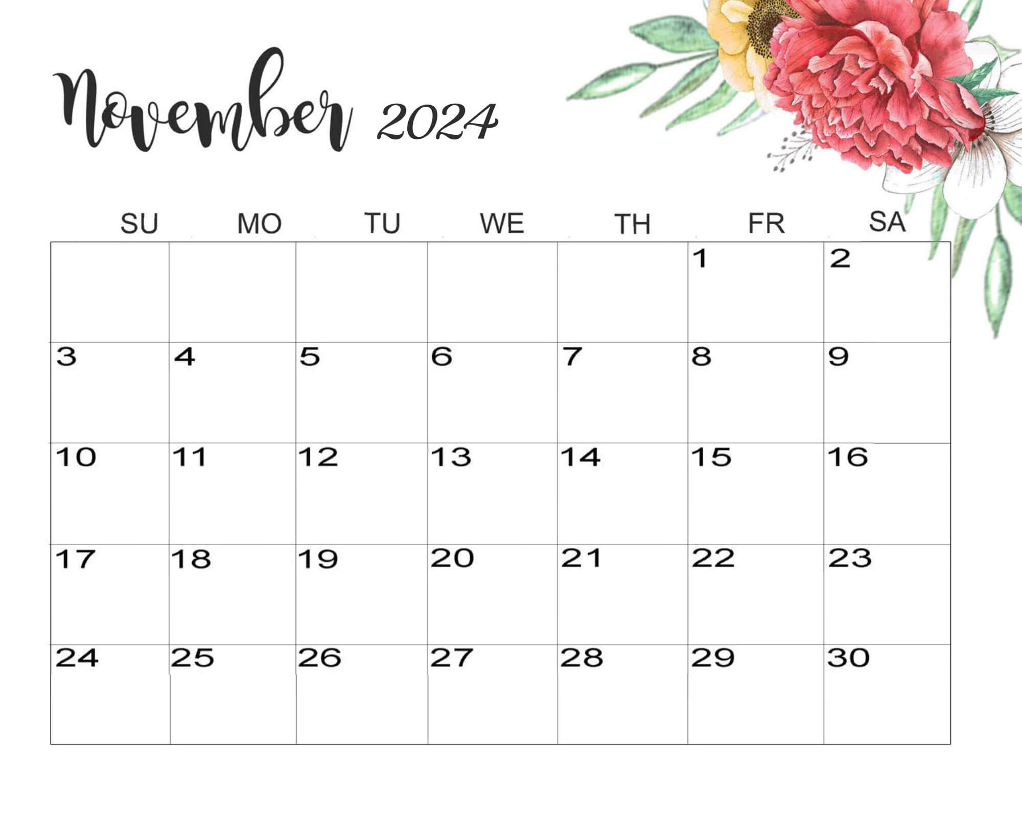 November 2024 Calendar Cute