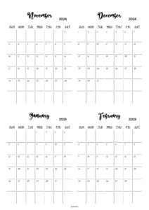 November 2024 to February 2025 Calendar