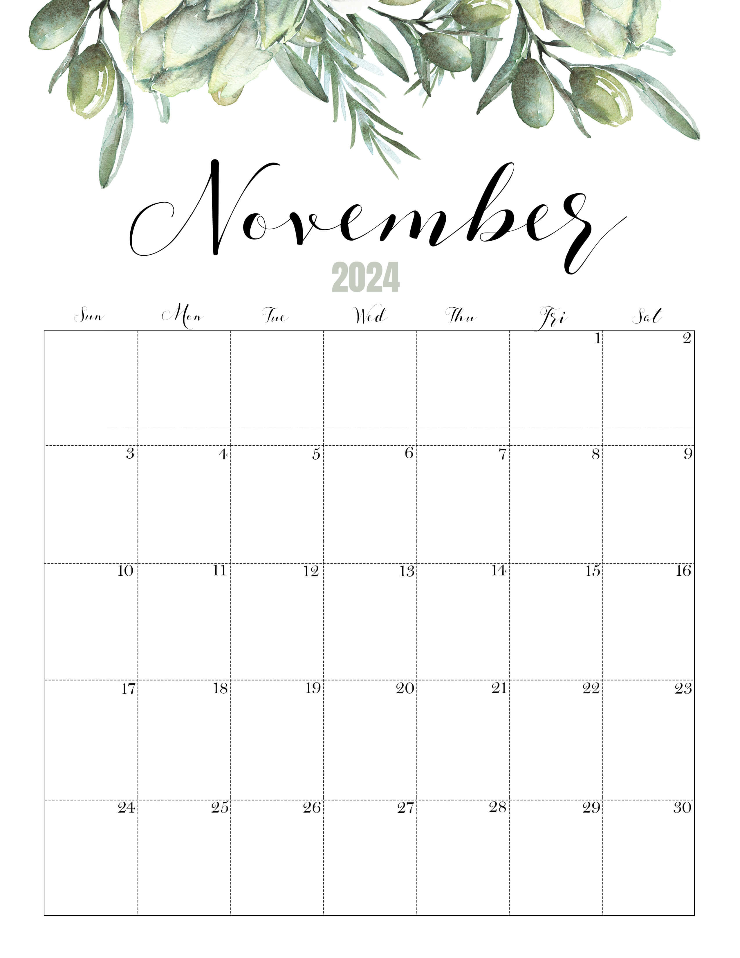 November Calendar 2024 Cute