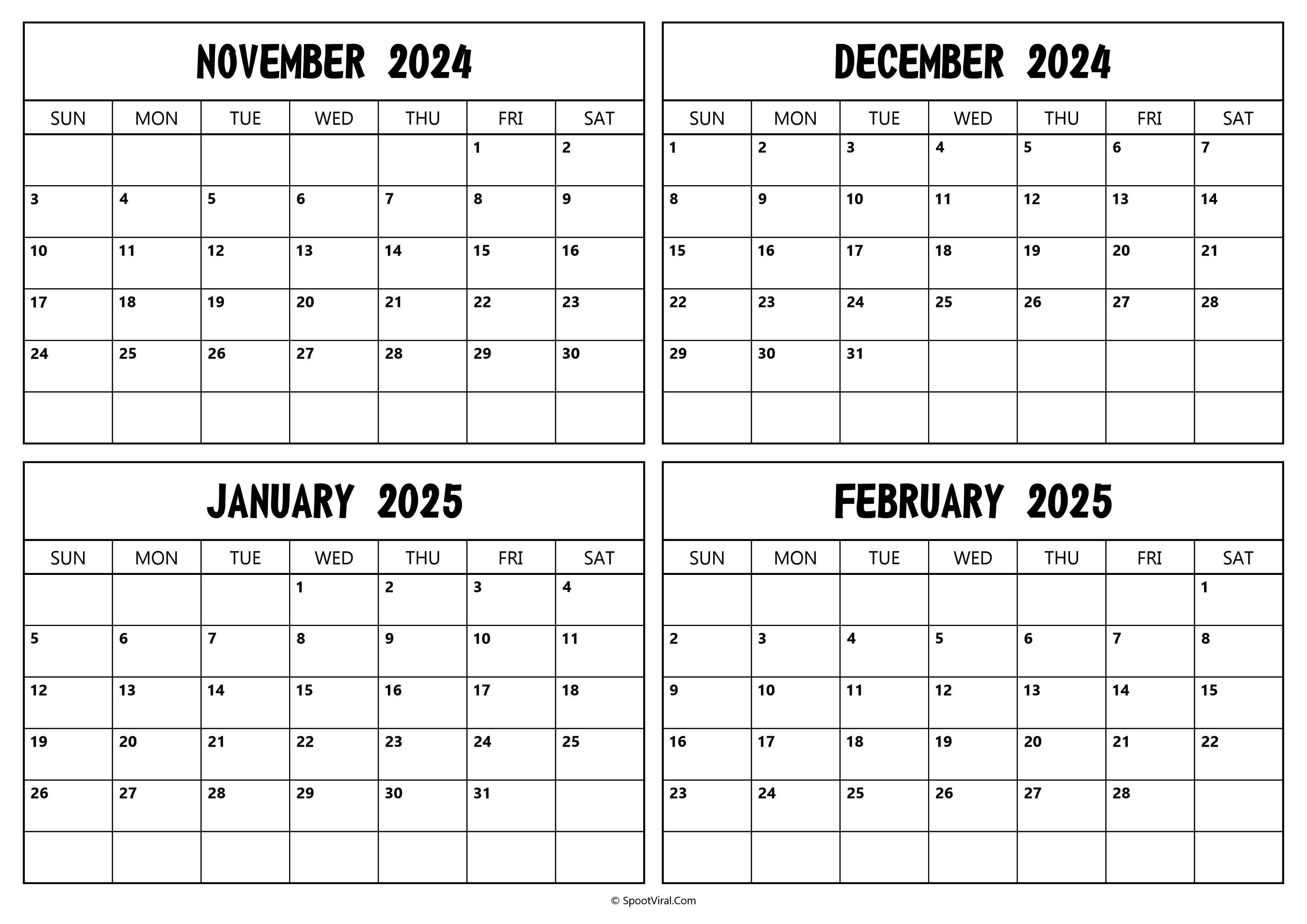 November December 2024 January February 2025 Calendar