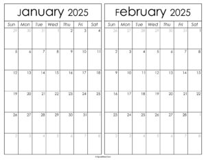 Printable January February 2025 Calendar