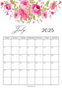 July 2025 Calendar Floral