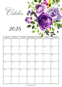 October 2025 Calendar Floral